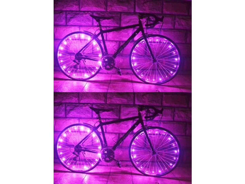 Opa boerderij afbreken 2 x LED Wielverlichting fiets - set voor 4 wielen Roze