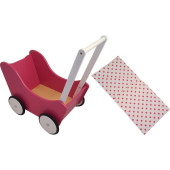 Houten Poppenwagen Fuchsia Roze